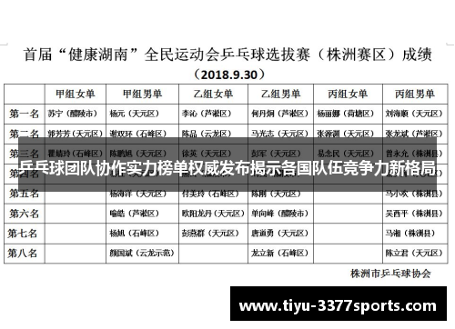 乒乓球团队协作实力榜单权威发布揭示各国队伍竞争力新格局